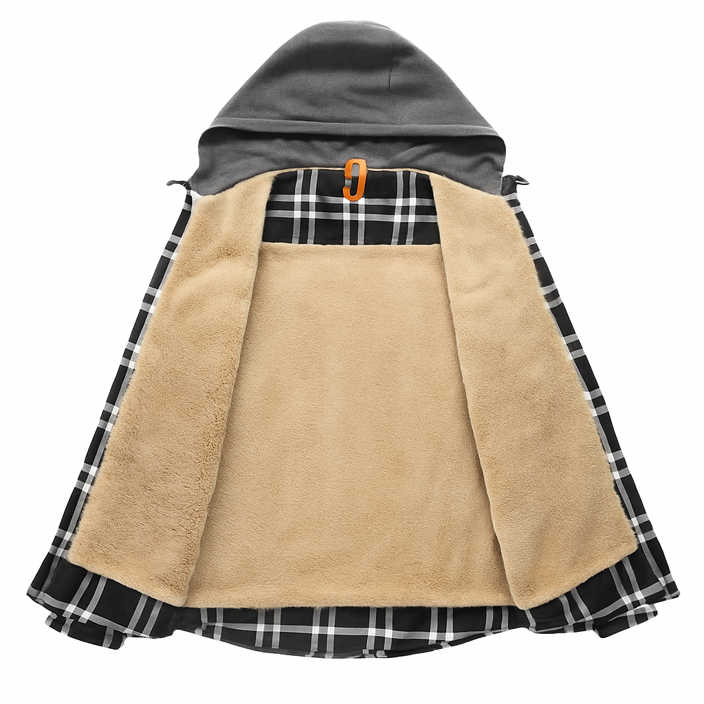 Przytulna flanelowa kurtka z kapturem – ModaEkspert