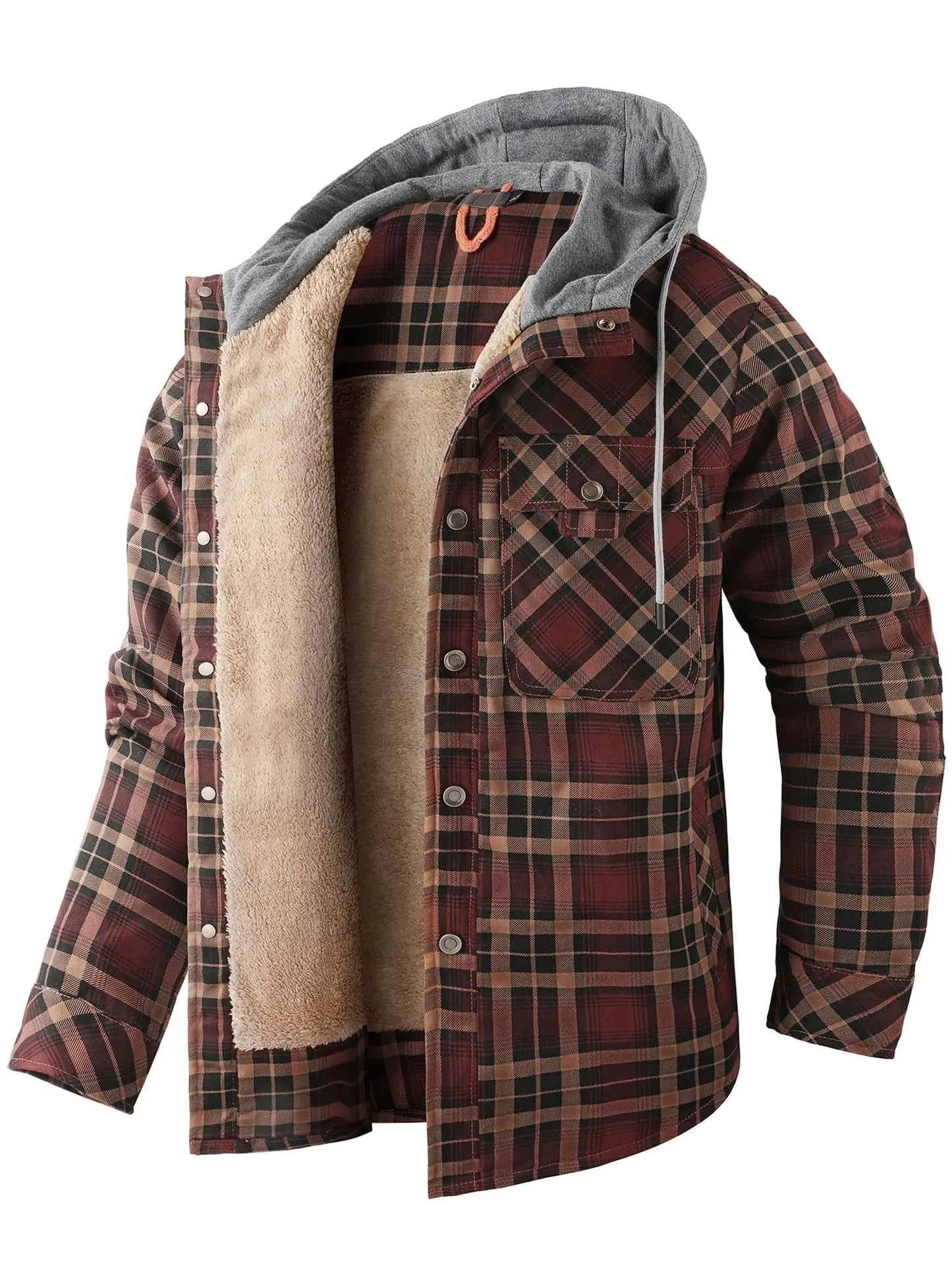 Przytulna flanelowa kurtka z kapturem – ModaEkspert