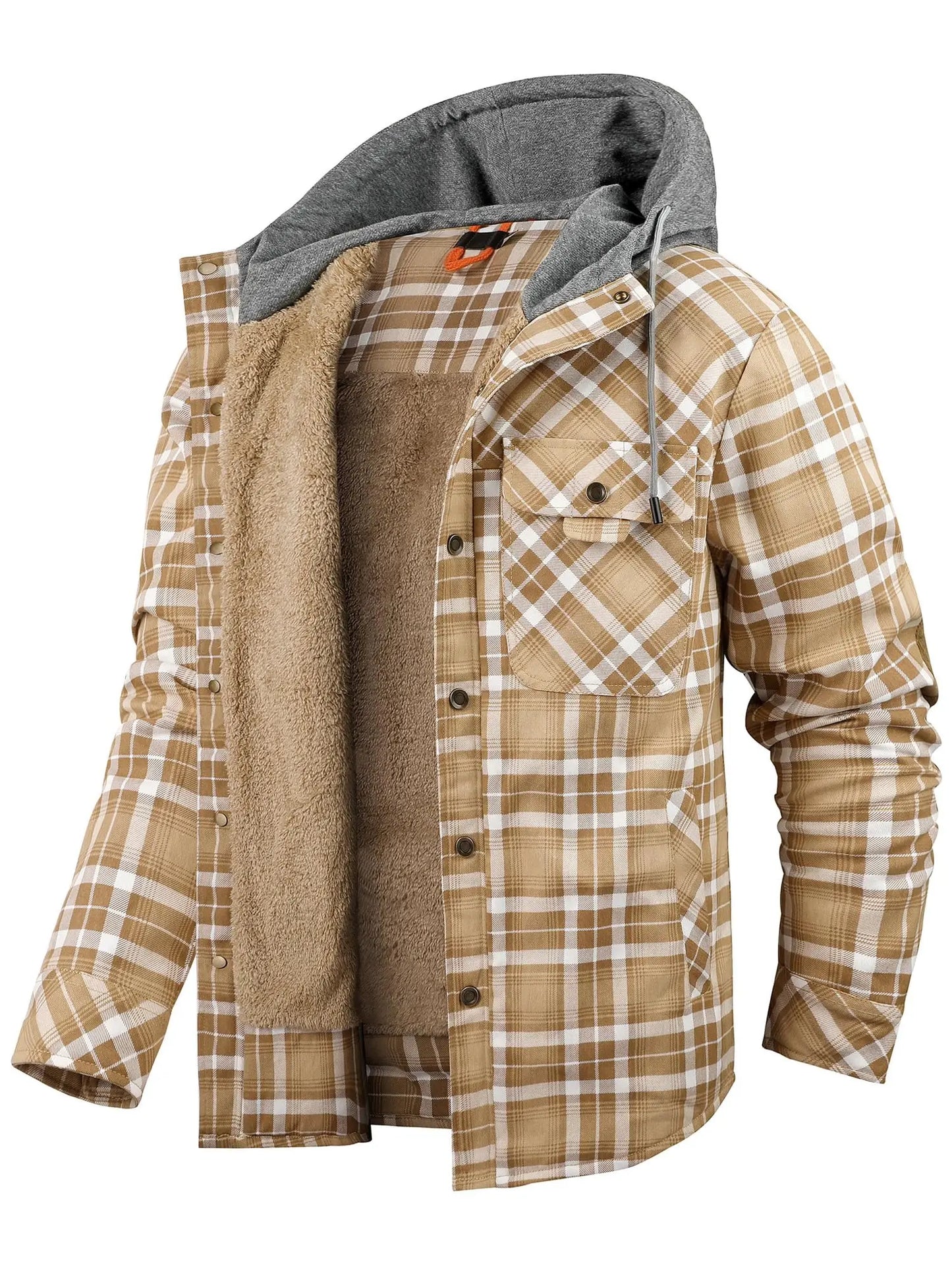 Przytulna flanelowa kurtka z kapturem – ModaEkspert