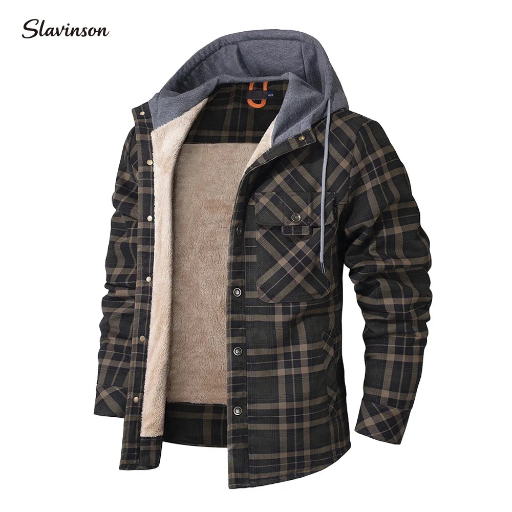 Przytulna flanelowa kurtka z kapturem – ModaEkspert